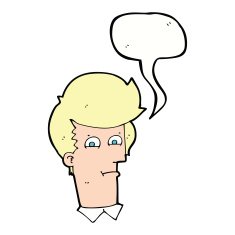 cartoon man narrowing eyes with speech bubble N33
