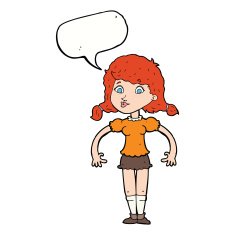 cartoon pretty girl with speech bubble N80