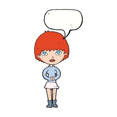 cartoon woman waiting patiently with speech bubble N9