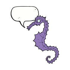 cartoon sea horse with speech bubble N17