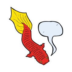 cartoon fish with speech bubble N67