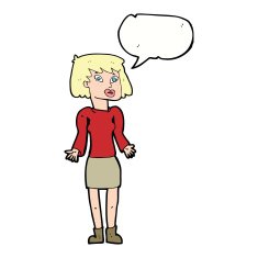 cartoon woman shrugging shoulders with speech bubble N401