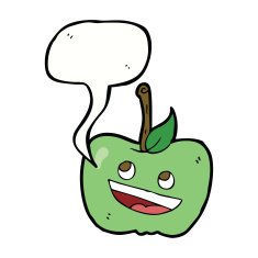 cartoon apple with speech bubble N29