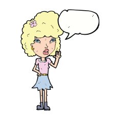 cartoon woman waving with speech bubble N276