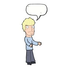cartoon confused man with speech bubble N32