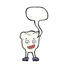 cartoon tooth looking smug with speech bubble N13