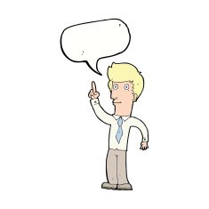 cartoon friendly man with idea speech bubble N9