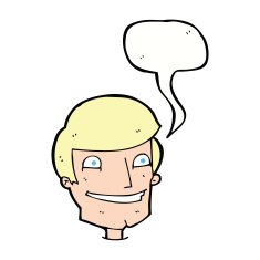cartoon grinning man with speech bubble N69