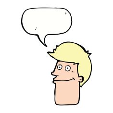 cartoon smiling man with speech bubble N25