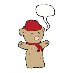 cartoon teddy bear with speech bubble N10