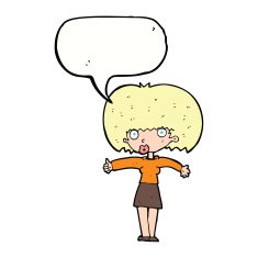 cartoon woman giving thumbs up symbol with speech bubble N55