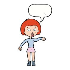 cartoon surprised woman with speech bubble N200