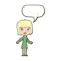cartoon woman with open arms speech bubble N82