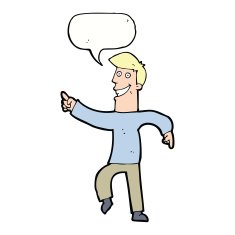 cartoon grinning man with speech bubble N70