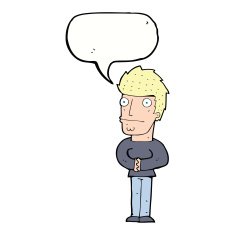 cartoon worried man with speech bubble N81