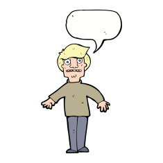 cartoon shocked man with speech bubble N89