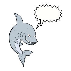 funny cartoon shark with speech bubble N25
