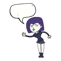 cartoon vampire girl with speech bubble N186