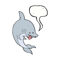 funny cartoon shark with speech bubble N26