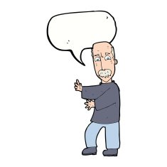 cartoon angry old man with speech bubble N116