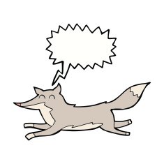 cartoon running wolf with speech bubble N5