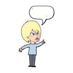 cartoon woman arguing with speech bubble N8
