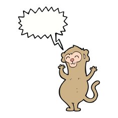 cartoon monkey with speech bubble N25