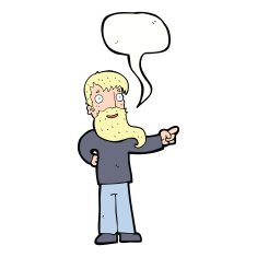 cartoon man with beard pointing speech bubble N9