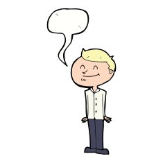 cartoon smiling man with speech bubble N26