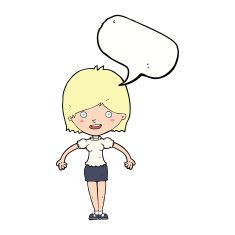 cartoon happy woman with speech bubble N206