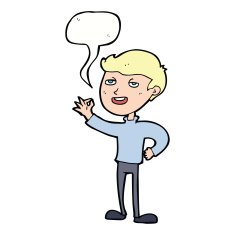 cartoon man making excellent gesture with speech bubble N9