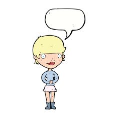 cartoon friendly woman with speech bubble N59