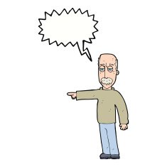 cartoon old man gesturing Get Out! with speech bubble N9