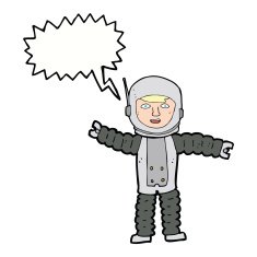 cartoon astronaut with speech bubble N100
