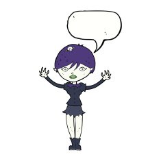 cartoon vampire girl with speech bubble N187