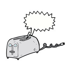 cartoon toaster with speech bubble N5
