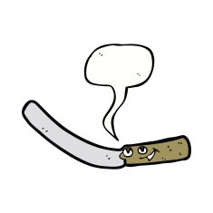 cartoon kitchen knife with speech bubble