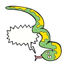 cartoon hissing snake with speech bubble N25