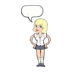 cartoon woman with hands on hips speech bubble N177