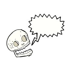 cartoon spooky skull with speech bubble N121