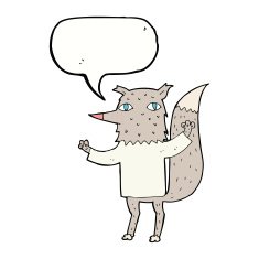 cartoon wolf with speech bubble N15