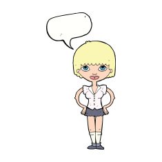 cartoon woman with hands on hips speech bubble N178