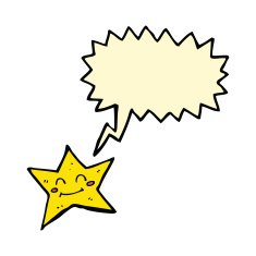 cartoon star character with speech bubble N9