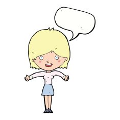 cartoon excited woman with speech bubble N105