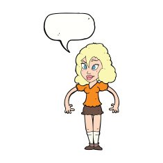 cartoon pretty woman with speech bubble N226