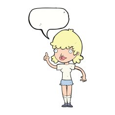 cartoon woman with idea speech bubble N203