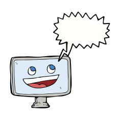 cartoon computer screen with speech bubble N8