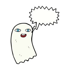 funny cartoon ghost with speech bubble N73