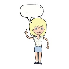 cartoon woman with idea speech bubble N204