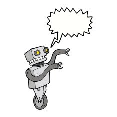 cartoon funny robot with speech bubble N63